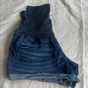 a:glow Women's Maternity Blue Jean Shorts